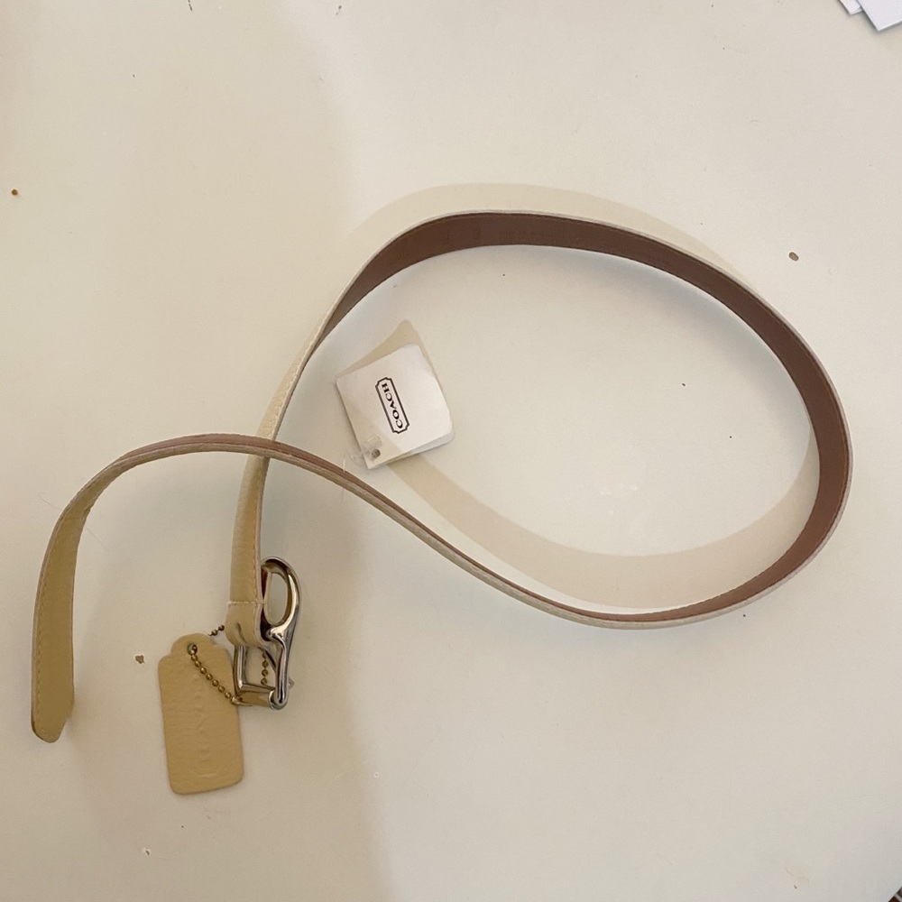 Coach Belt Small Beige Silver Buckle